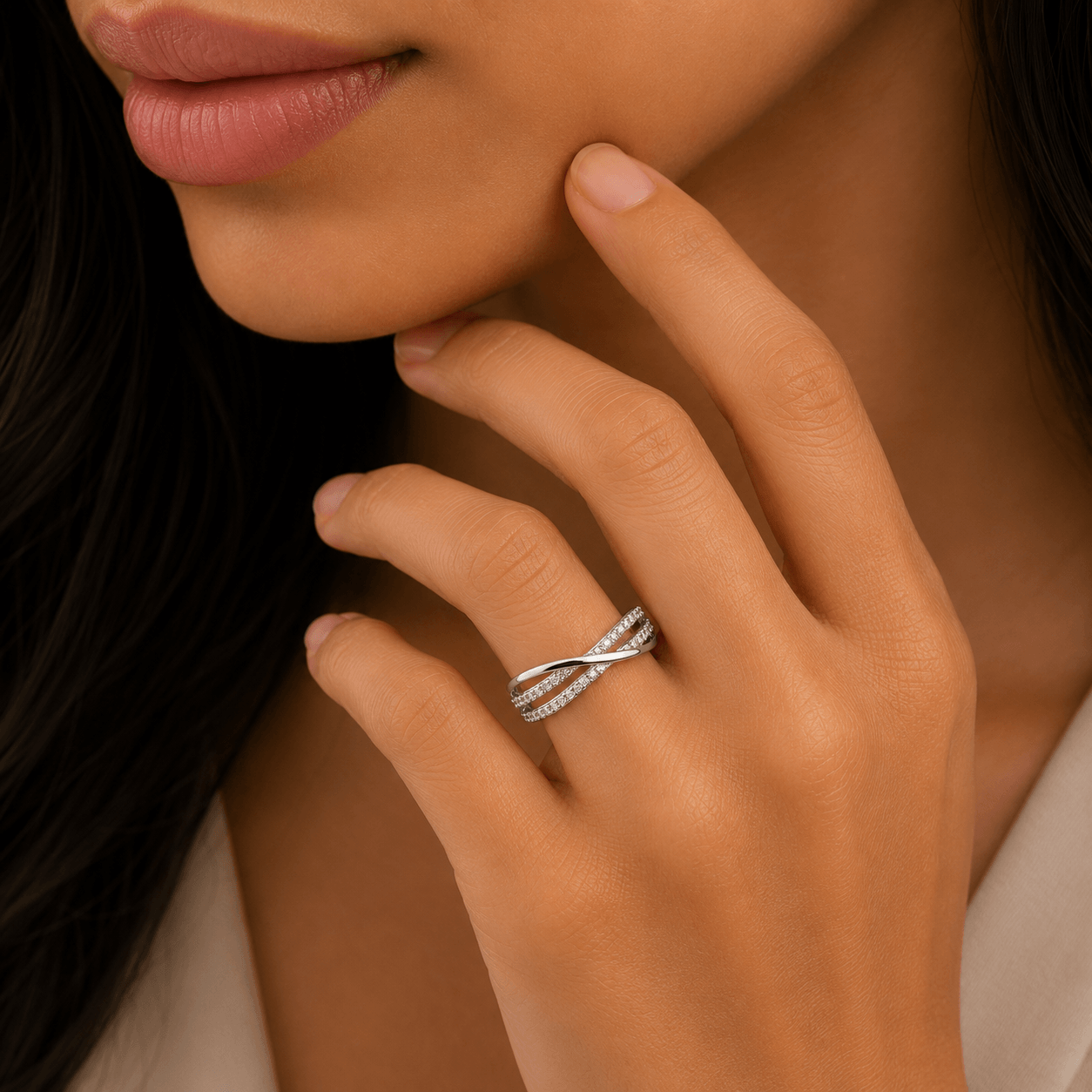 Criss Cross Infinity CZ Adjustable Ring