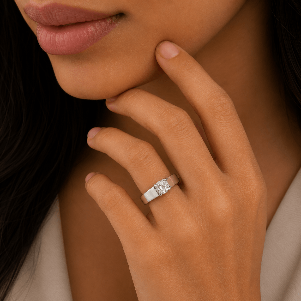 Classic Round Solitaire Adjustable Ring