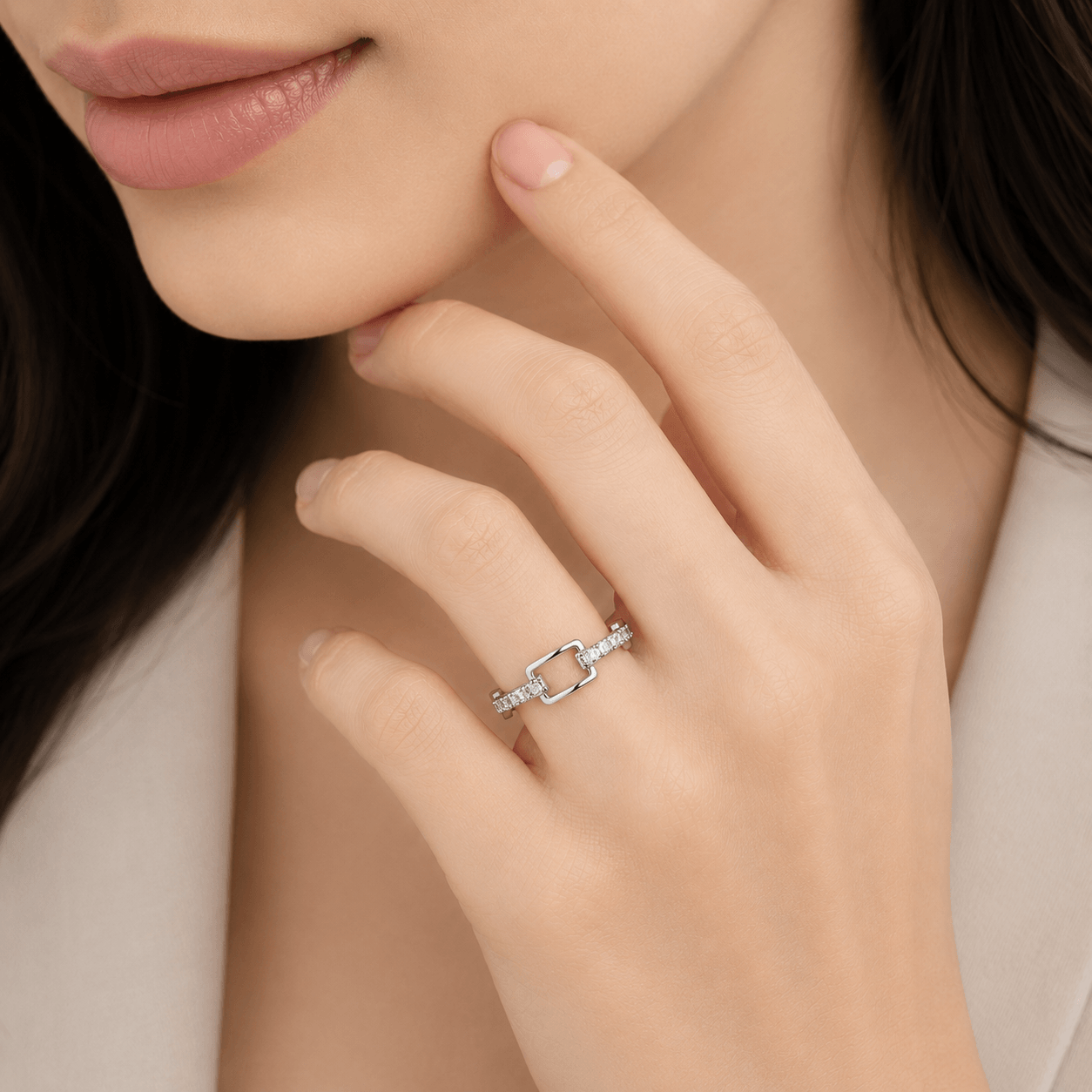 Rectangle Link Adjustable Ring