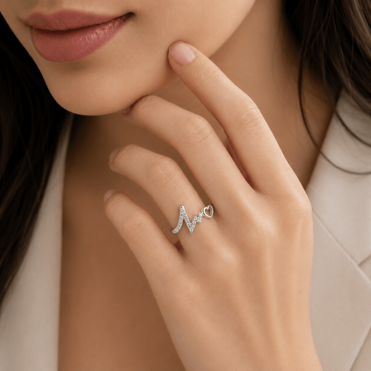 Heartbeat Love Adjustable Ring