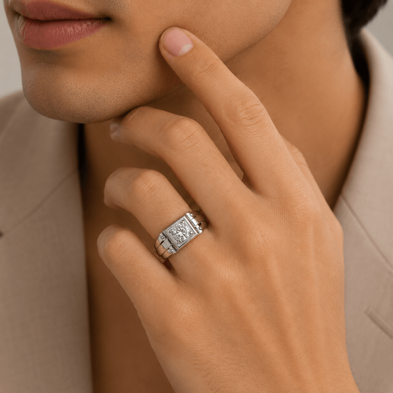 Geometric Solitaire Ring