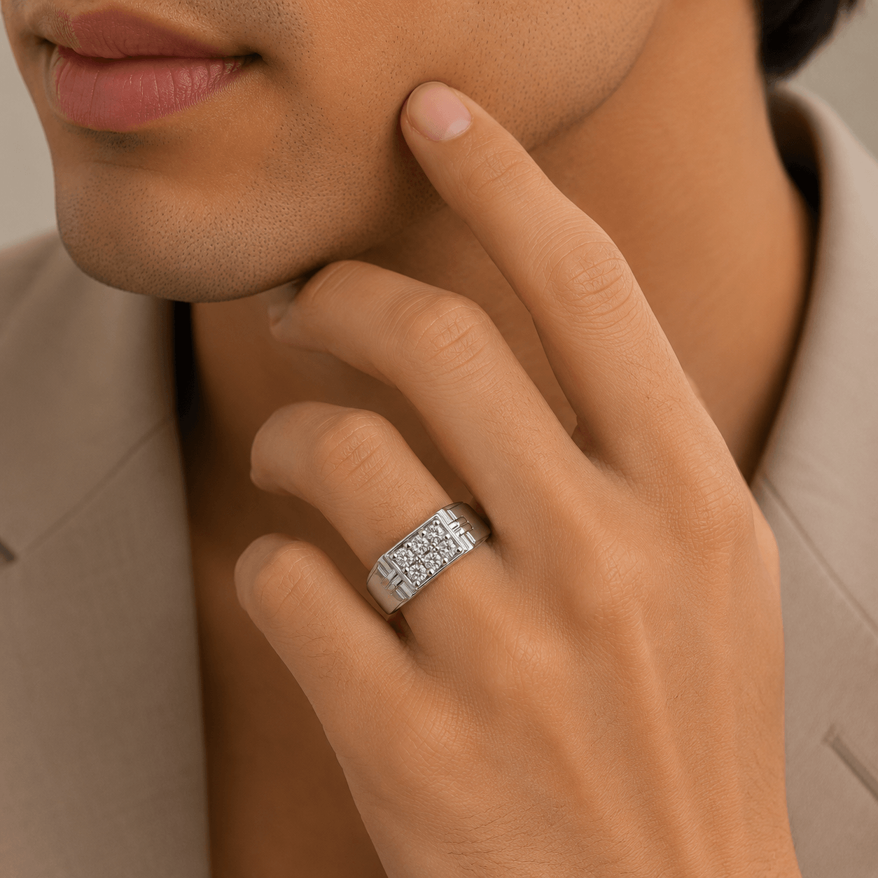 Square Cluster Adjustable Ring
