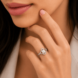 Pearl Floral Halo Ring