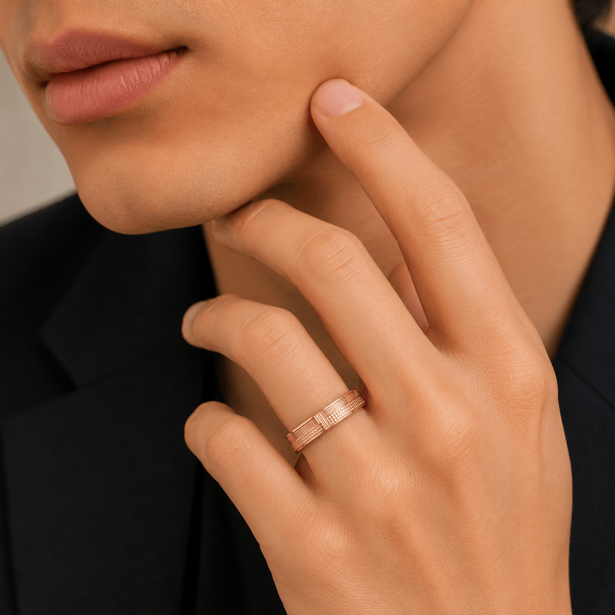 Textured Linear Band Ring