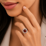 Ruby Blossom Halo Ring