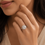 Cushion Halo Solitaire Ring