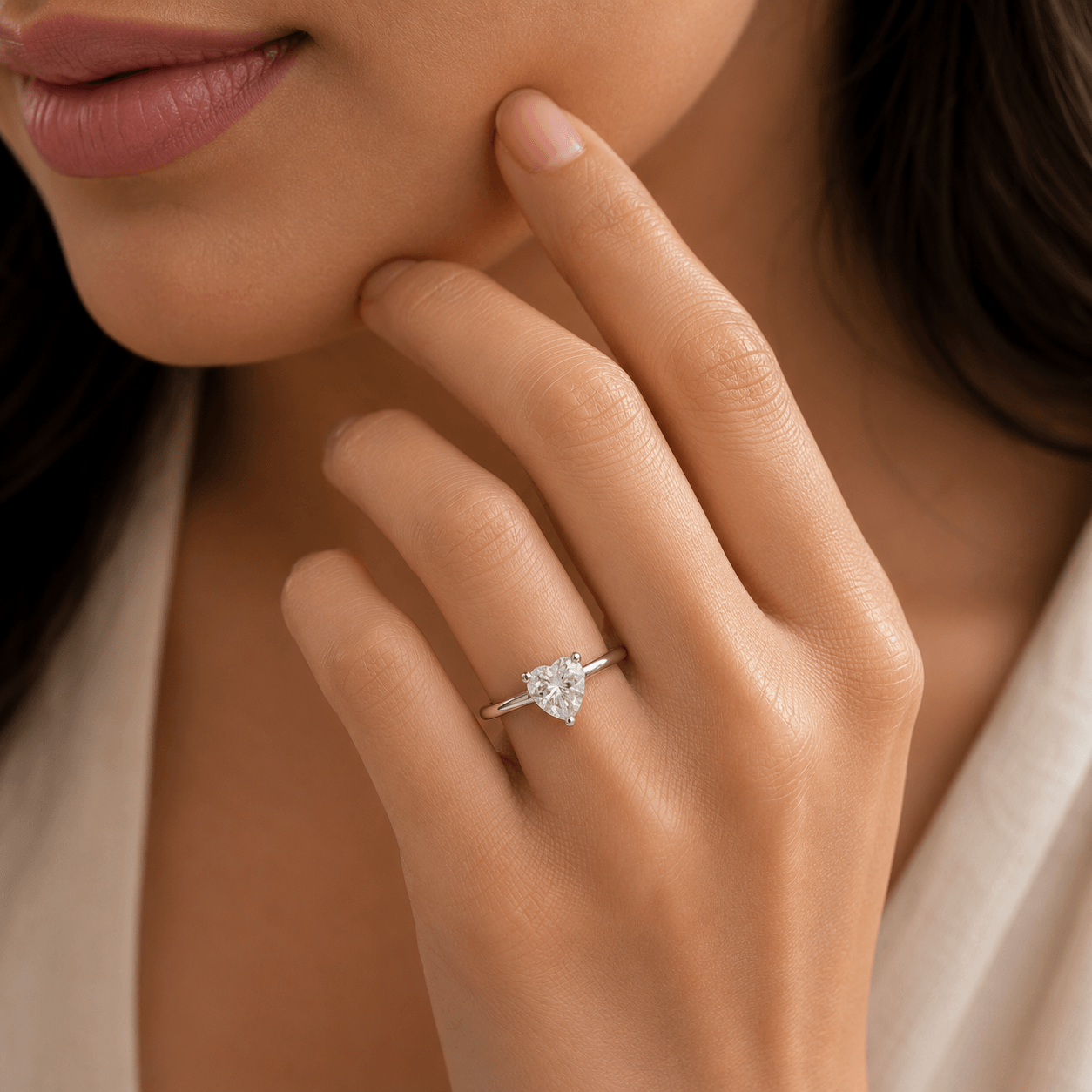 Heart Solitaire Adjustable Ring