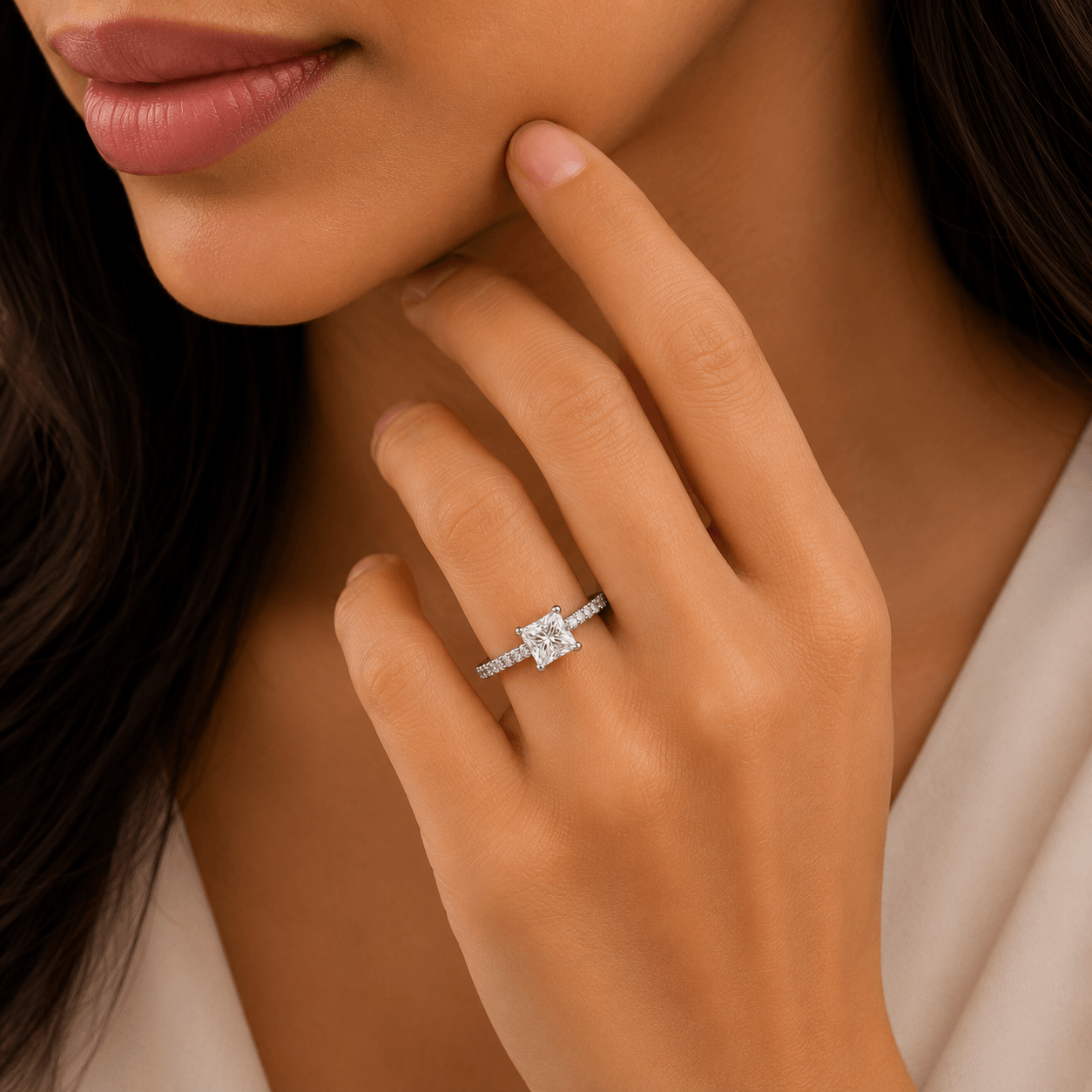 Princess Cut Solitaire Adjustable Ring