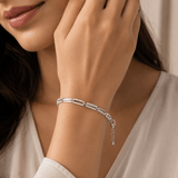 Dual CZ Link Bracelet in 925 Sterling Silver