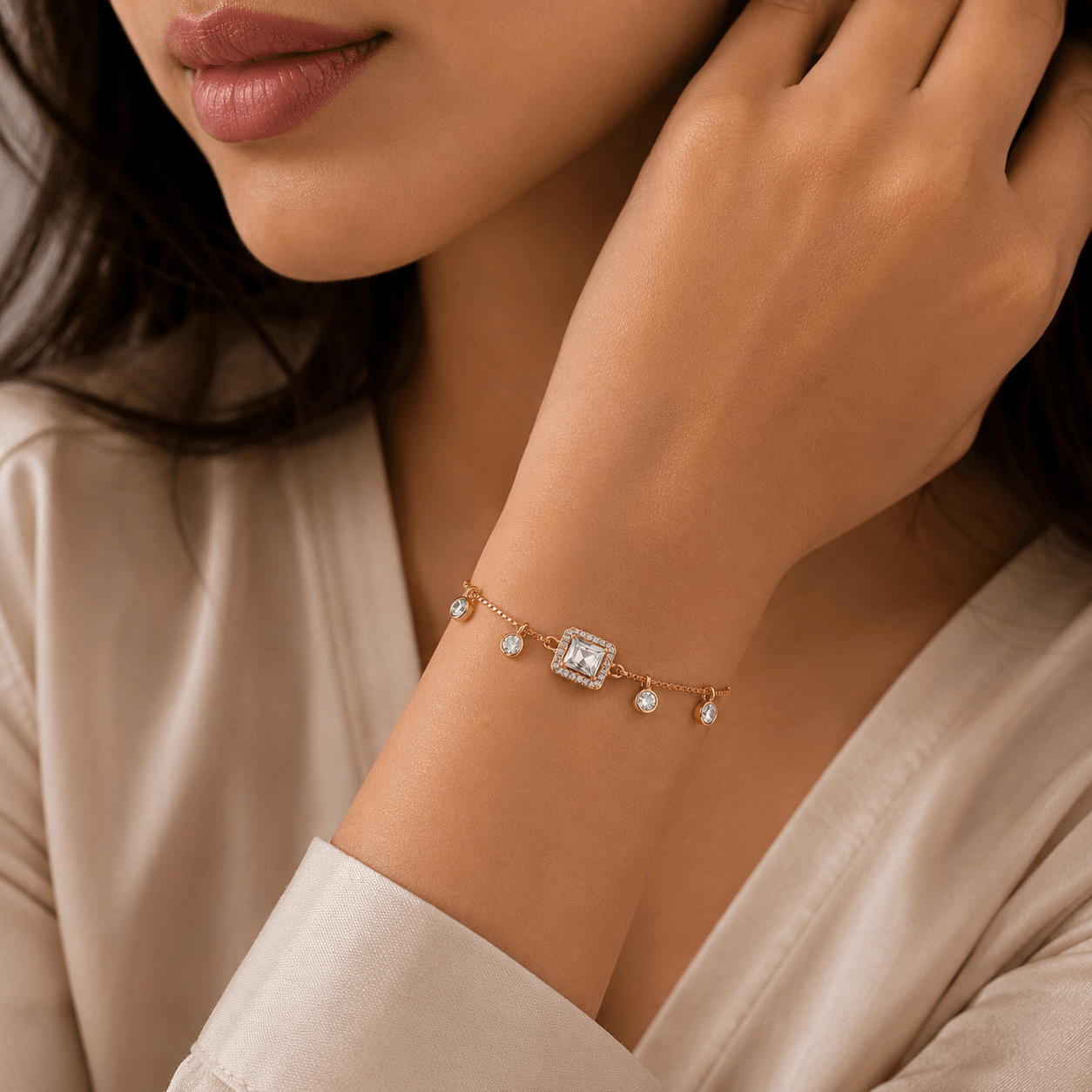 Delicate CZ Charm Bracelet