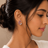 Aurora Pink Circle Stud Earrings