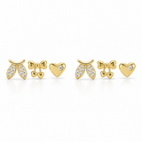 Bow, Heart & Sparkle Stud Earrings