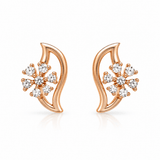Crescent Moon & Floral Sparkle Stud Earrings