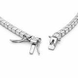 Classic Silver Tone Tennis Bracelet with Square Cut CZ Stone Line
