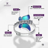 Blue Butterfly 925 Sterling Silver Special Ring for Ladies