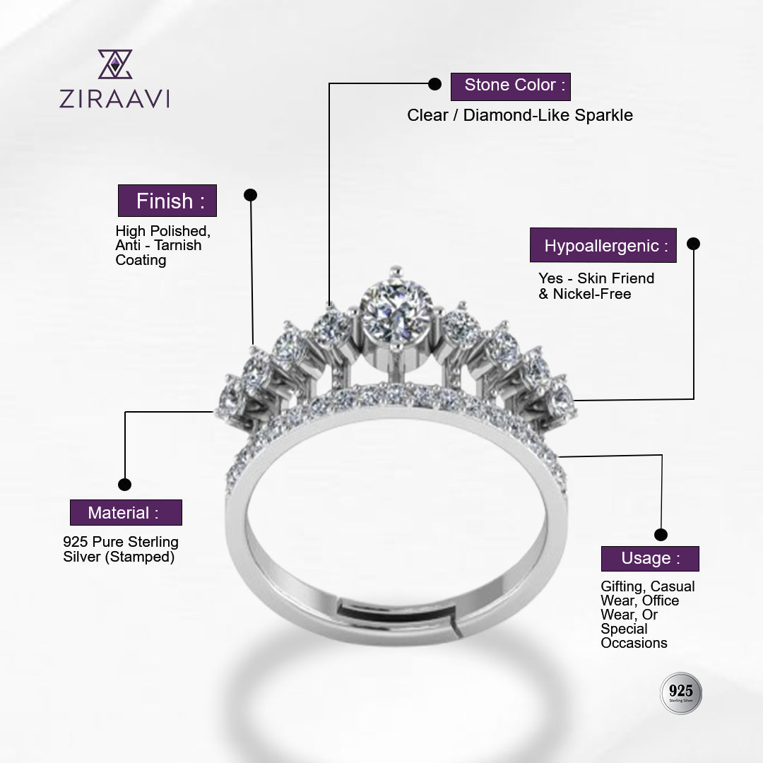 Elizabeth's Crown 925 Sterling Silver Special Ring for Ladies