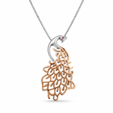 Dual Tone Eagle Feather Pendant Necklace with Silver Chain Accent
