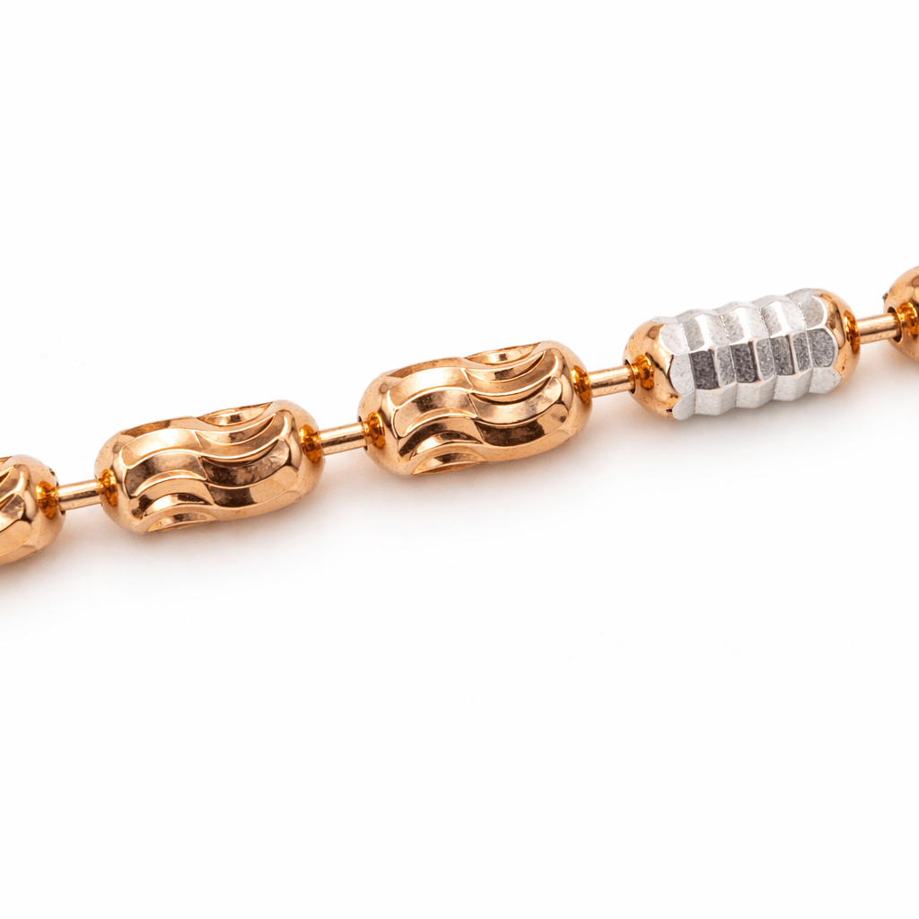 Dual Tone Gold and Silver Beaded Textured Anklet with Modern Finish