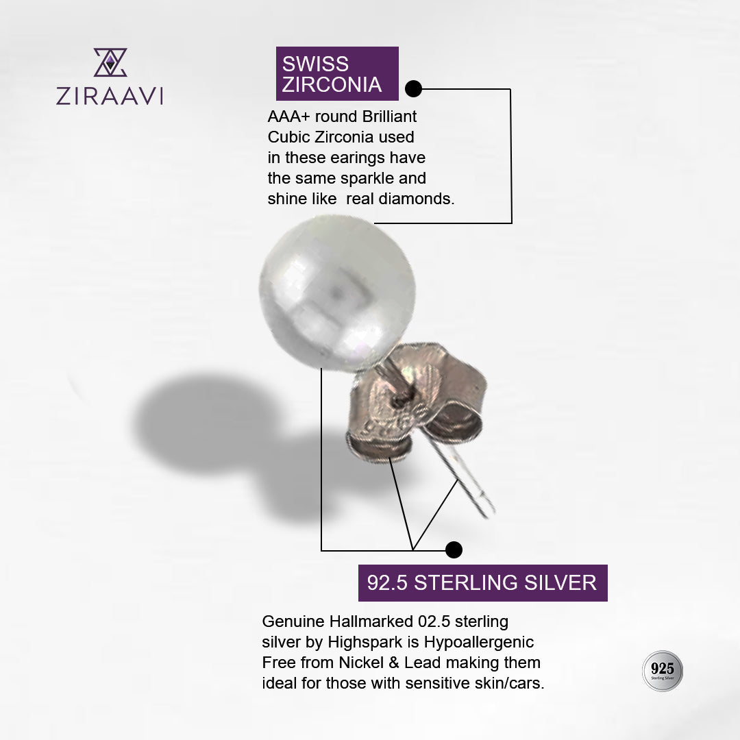 Single Pearl 925 Sterling Silver Stud Earrings