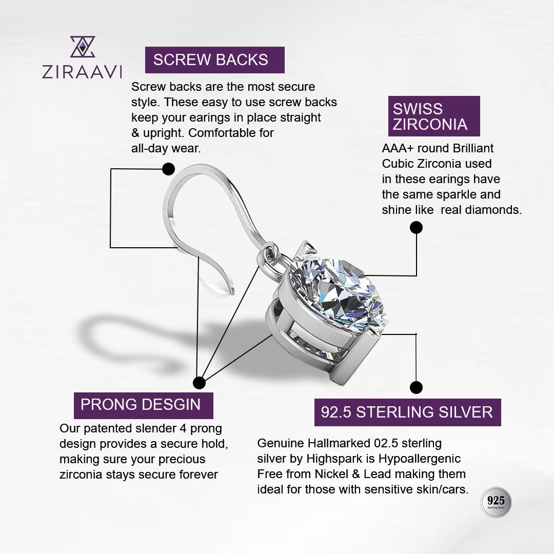 Solitaire Drizzle Drop 925 Sterling Silver Earrings