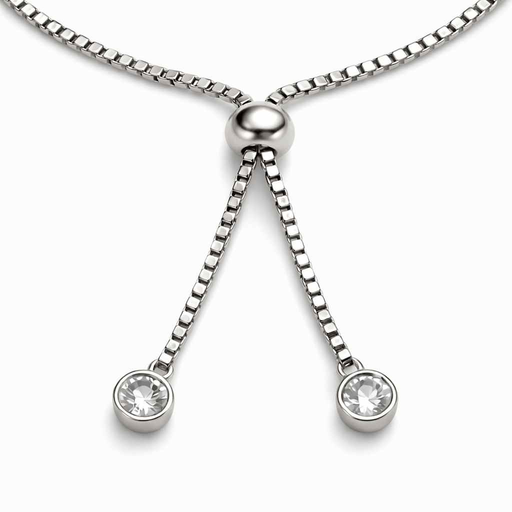 Elegant Blue Butterfly Charm Adjustable Bracelet Silver-Tone with CZ Accents