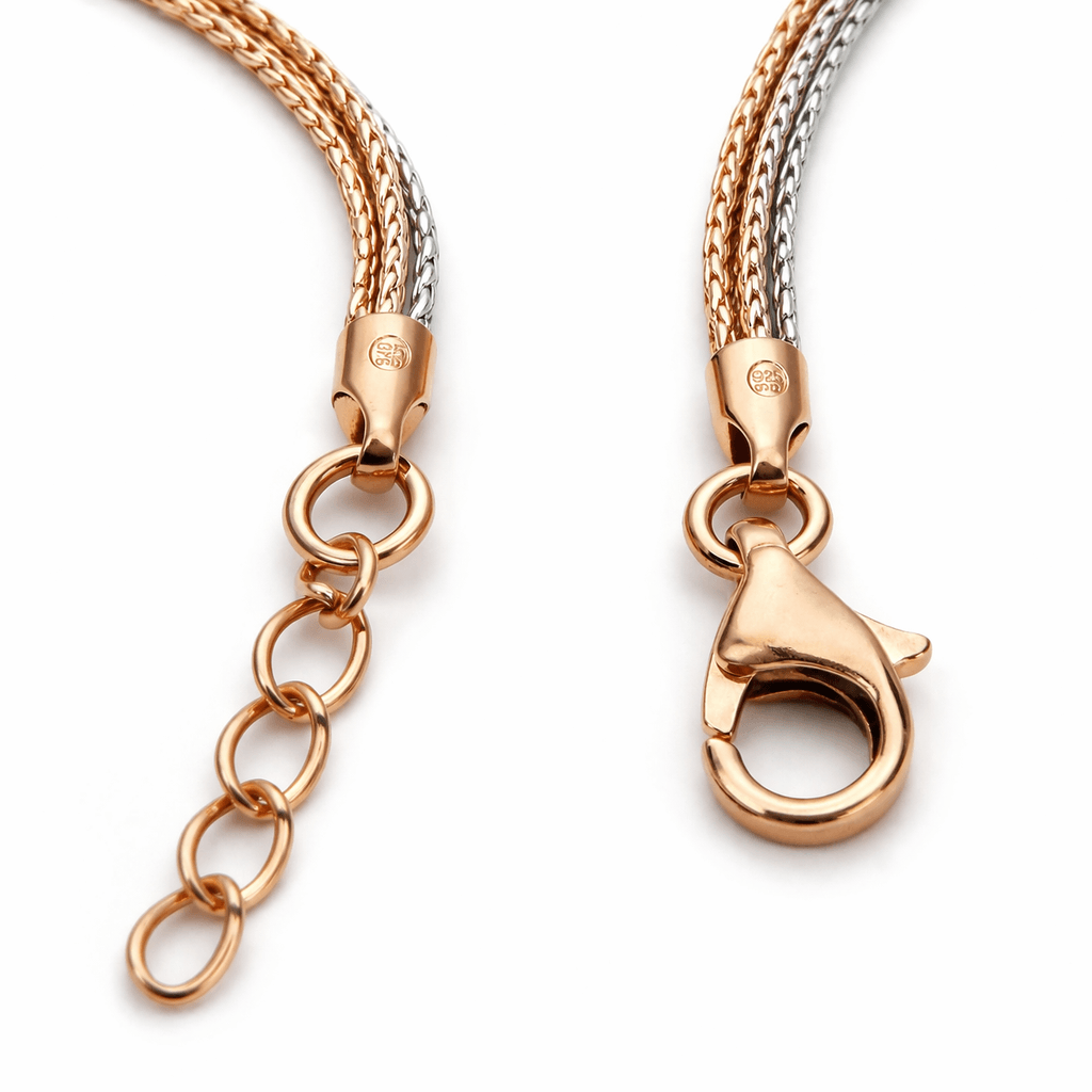 Elegant Dual Tone Multi Layer Chain Bracelet with Minimal Sleek Design