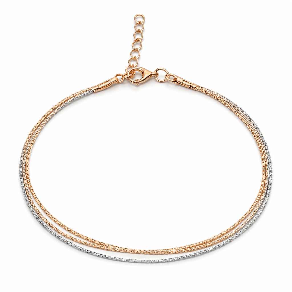 Elegant Dual Tone Multi Layer Chain Bracelet with Minimal Sleek Design