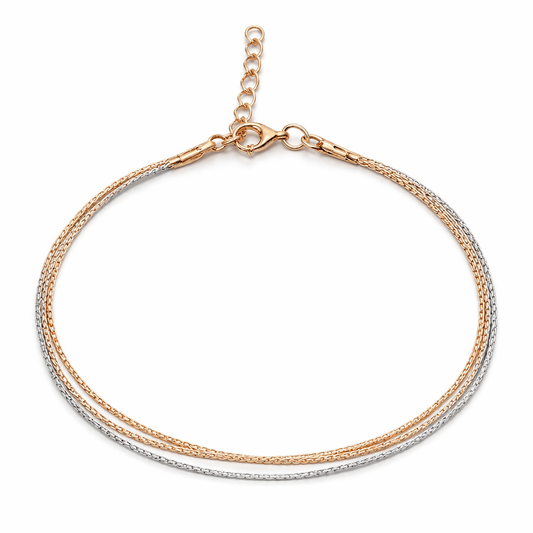 Elegant Dual Tone Multi Layer Chain Bracelet with Minimal Sleek Design