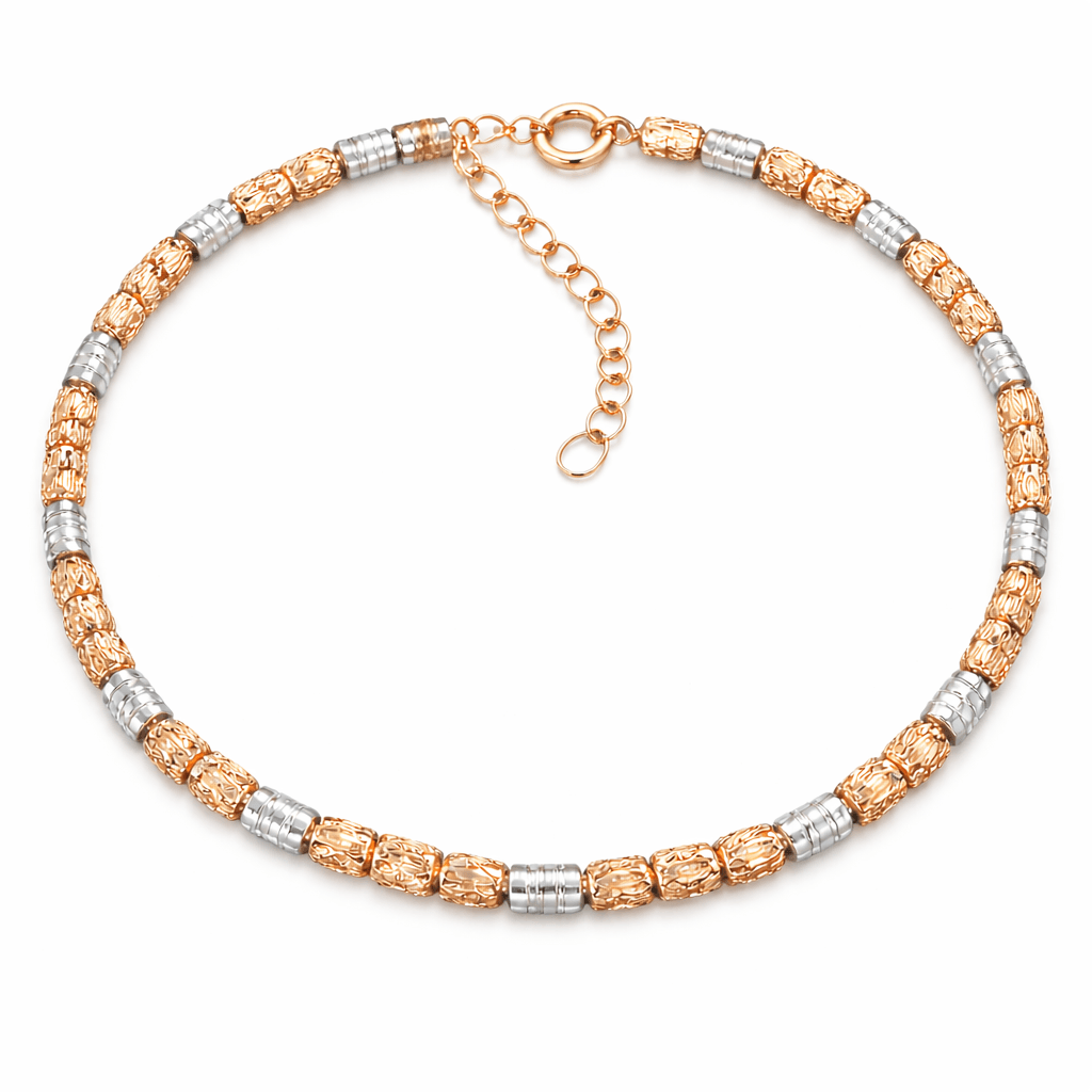 Elegant Gold Tone Tennis Bracelet with Dual Tone CZ Stone Accents