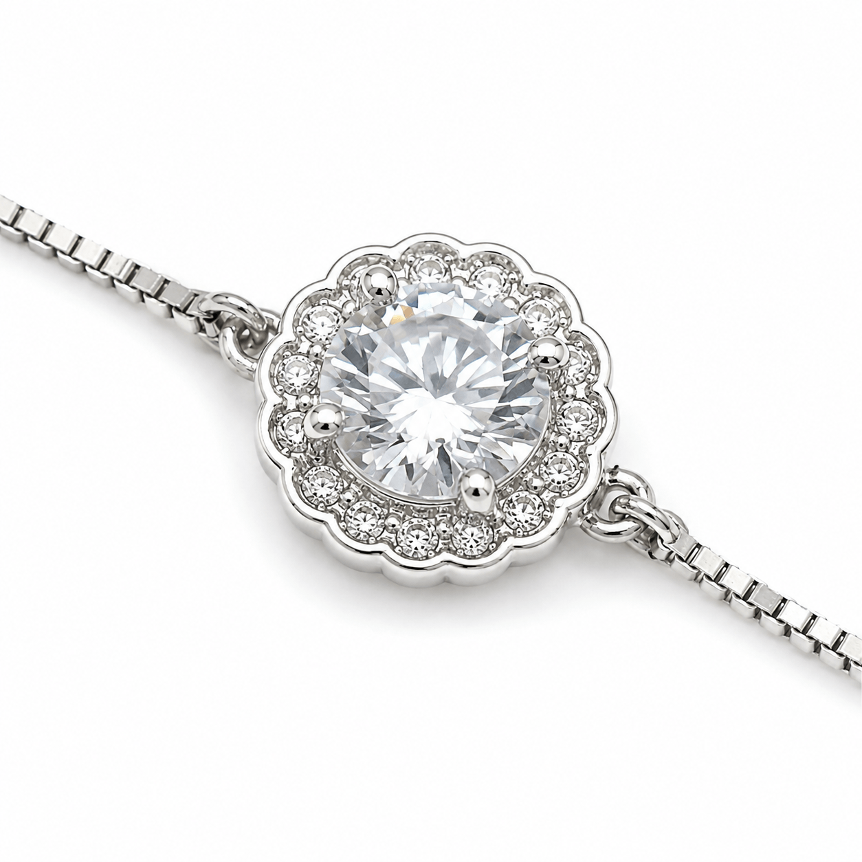 Elegant Halo CZ Adjustable Bracelet