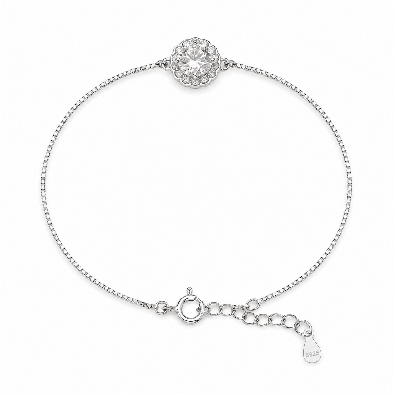 Elegant Halo CZ Adjustable Bracelet