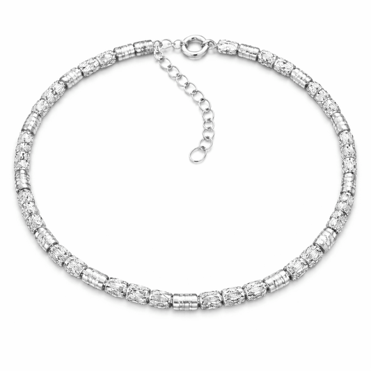 Elegant Silver Tone Tennis Bracelet with Sparkling CZ Stone Detailing