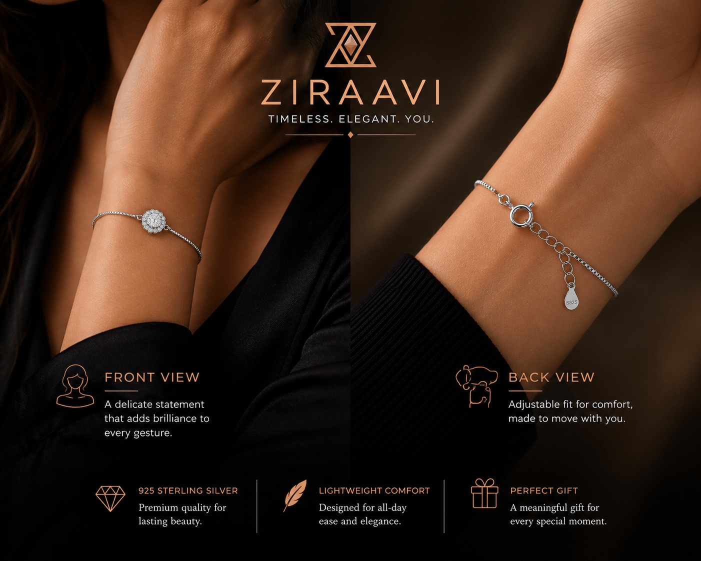 Elegant Halo CZ Adjustable Bracelet