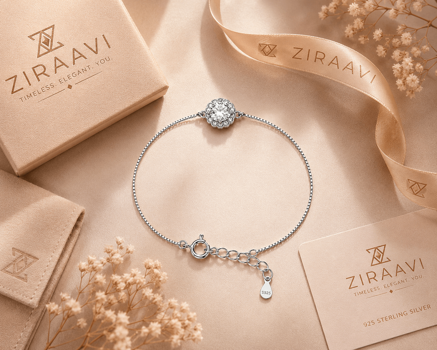 Elegant Halo CZ Adjustable Bracelet