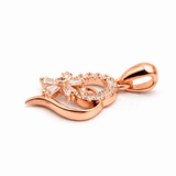 Rose Gold Heart Swirl Pendant Crystal Floral Elegant Designer Jewellery