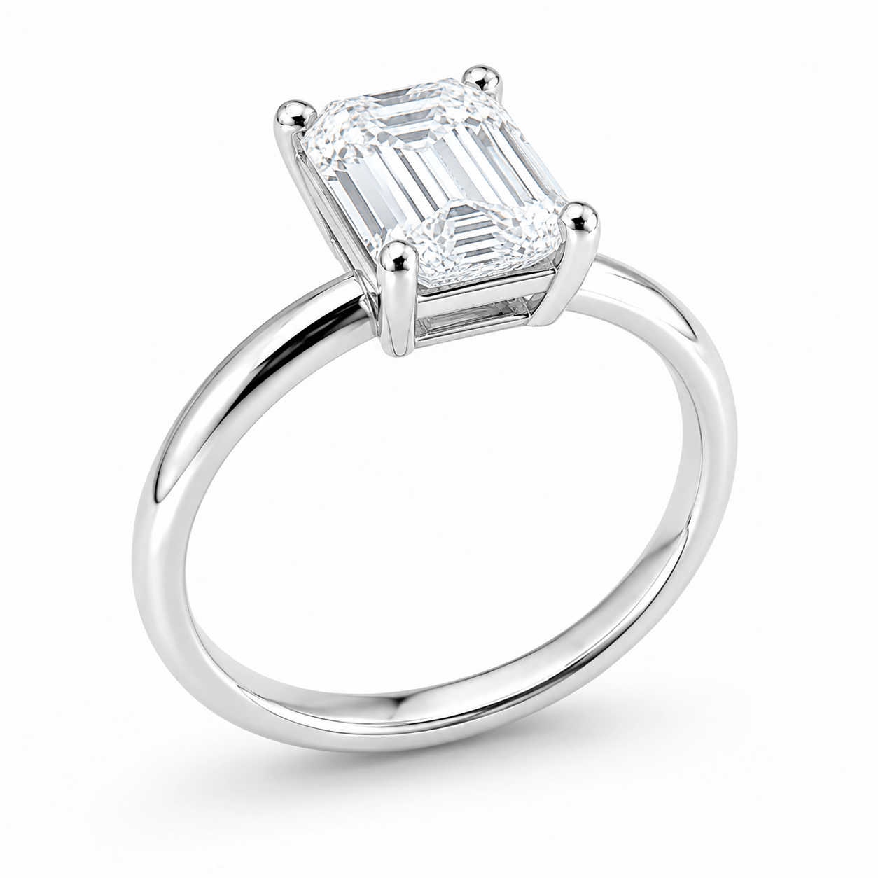 Emerald Cut Solitaire CZ Ring