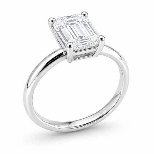 Emerald Cut Solitaire CZ Ring