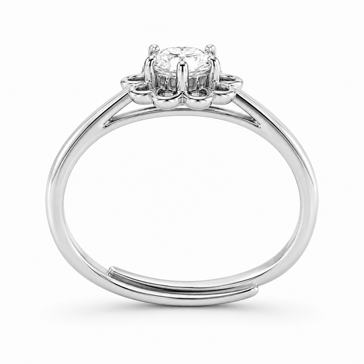 Floral Solitaire CZ Ring