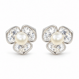 Pearl & Sparkle Flower Stud Earrings