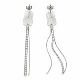 Geometric Silver-Tone Dangle Earrings with CZ Linear Drop Design