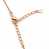 Gold Tone Geometric Square Pendant Necklace with Pearl and CZ Accents