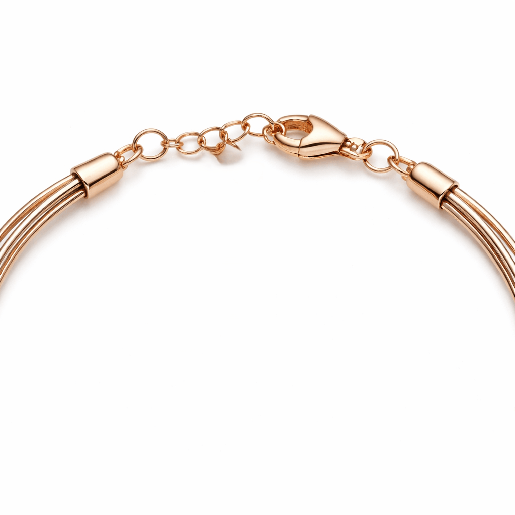 Gold Tone Multi Strand Snake Chain Bracelet with Layered Minimal Design