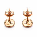 Gold Tone Round Pink Enamel Stud Earrings with Glossy Finish
