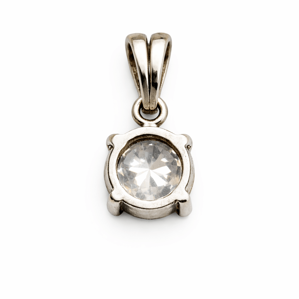 Gold Tone Round Solitaire CZ Pendant with Classic Minimal Elegant Design