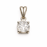 Gold Tone Round Solitaire CZ Pendant with Classic Minimal Elegant Design