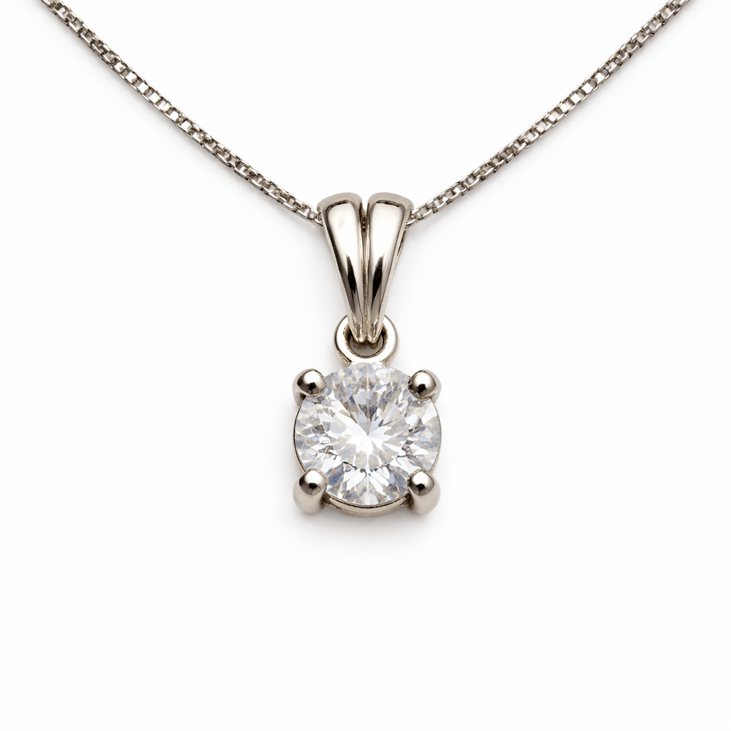 Gold Tone Round Solitaire CZ Pendant with Classic Minimal Elegant Design