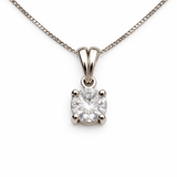 Gold Tone Round Solitaire CZ Pendant with Classic Minimal Elegant Design