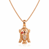 Gold Tone Shiv Trishul Damru Pendant with CZ Stone Heart Detail