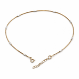 Gold Tone Snake Chain Anklet with Minimal Bar Accents and Extension