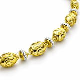 Gold Tone Textured Beaded Anklet with Sparkling Spacer Accents